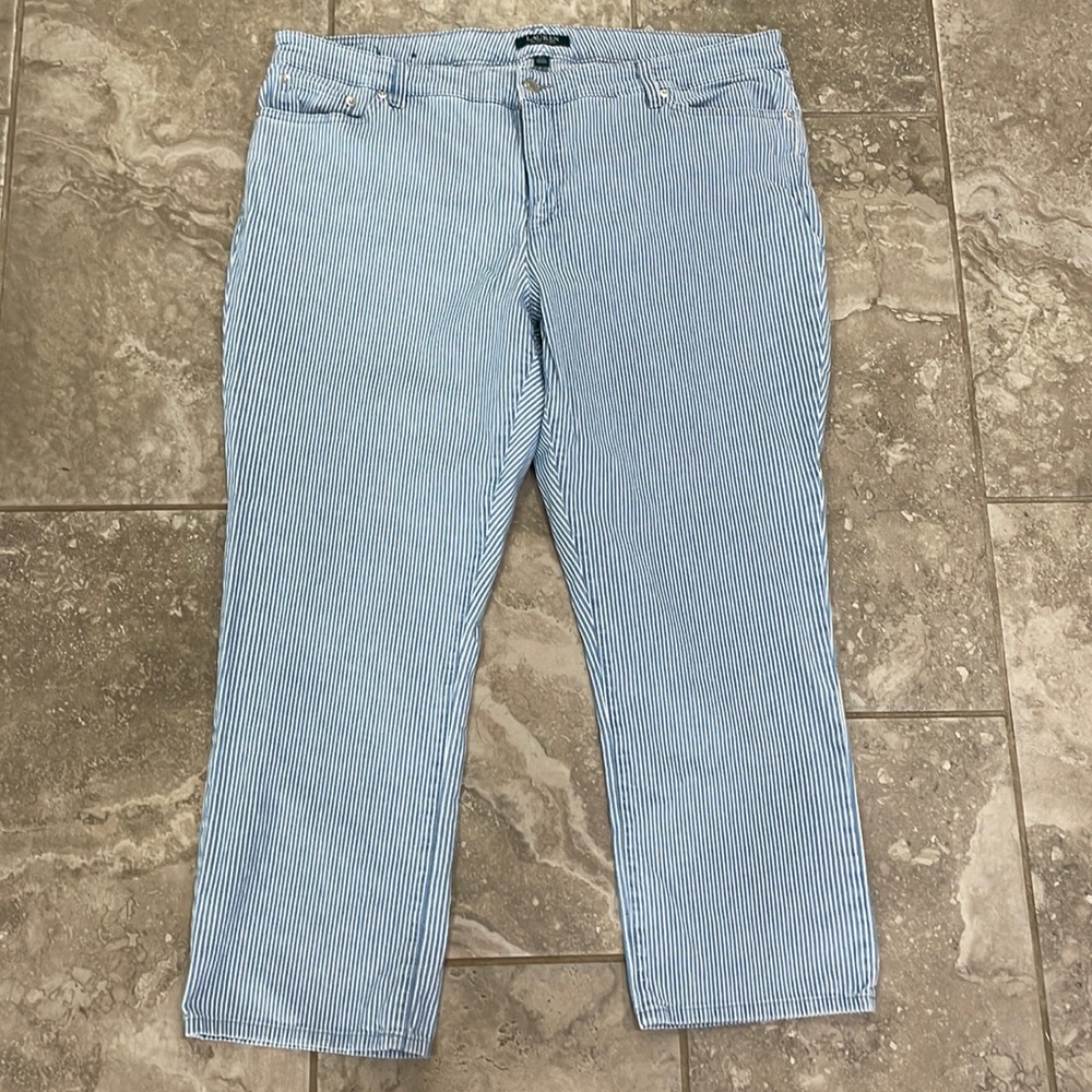 Ralph Lauren Women’s Premier Straight‎ Cropped Stripe Size 18W